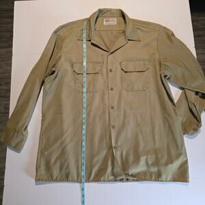Dickies Work Shirt Men's 17-17.5 x 34/35 Khaki Tan Long Sleeve Button Up Twill